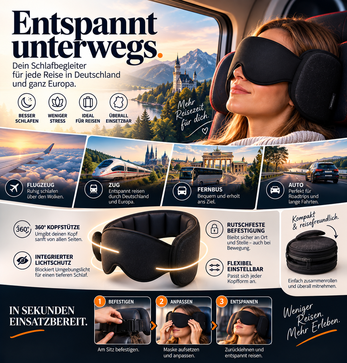 Jetnaro™ Reise-Schlafsystem mit Kopfstütze