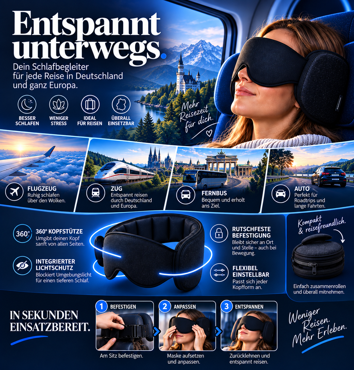 Jetnaro™ Reise-Schlafsystem mit Kopfstütze