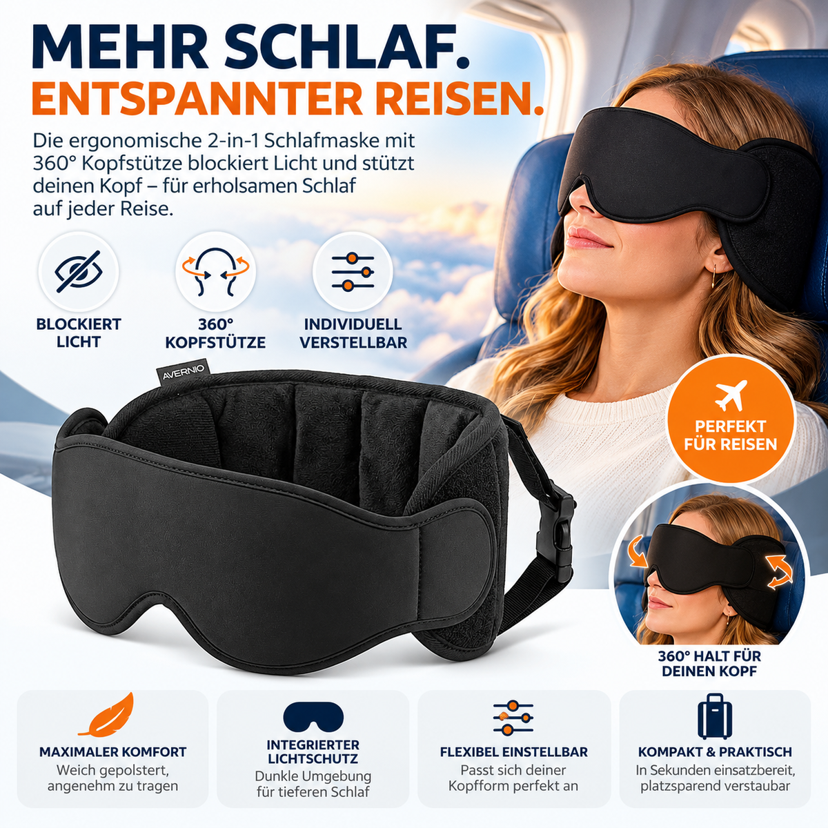 Jetnaro™ Reise-Schlafsystem mit Kopfstütze