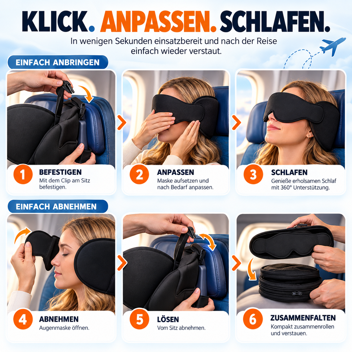 Jetnaro™ Reise-Schlafsystem mit Kopfstütze